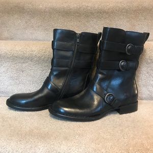 Black Leather Combat Boots NWT
